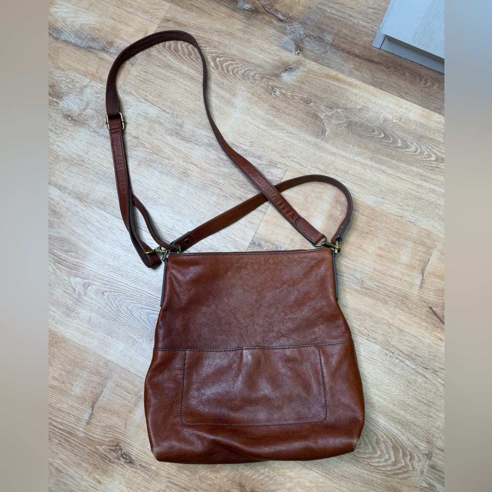 Fossil Amelia Brown Leather Shoulder Boho Crossbody Bag - Picture 5 of 12